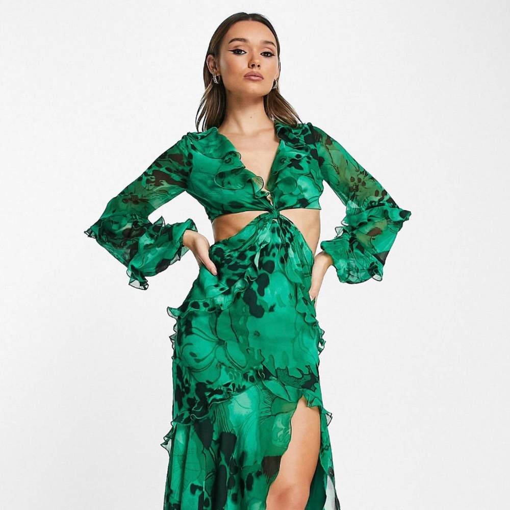 ASOS DESIGN twist waist cut out maxi dress